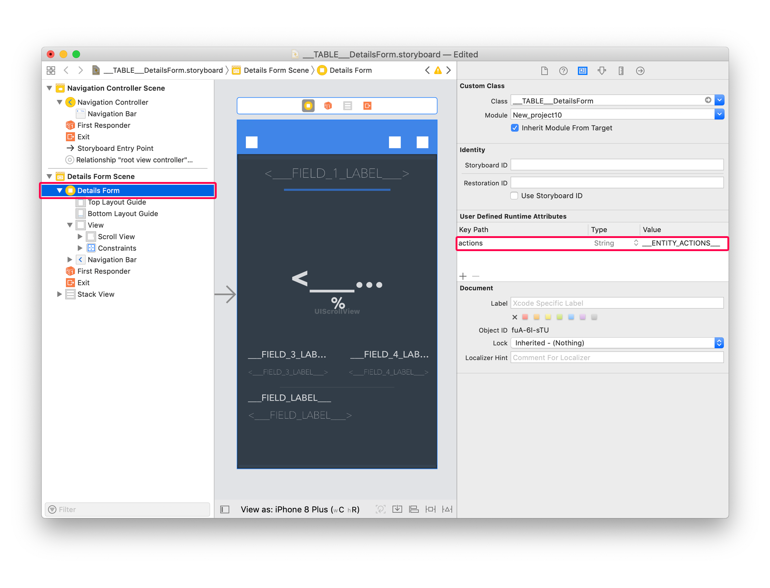 Add detailform entity action tag