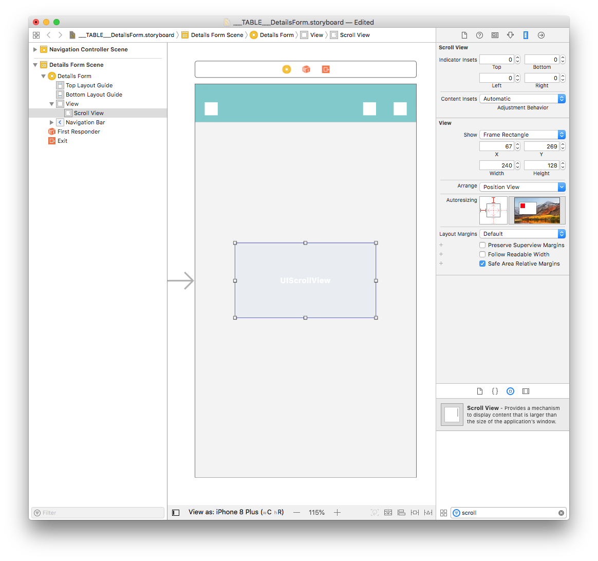 Add Scroll View Storyboard