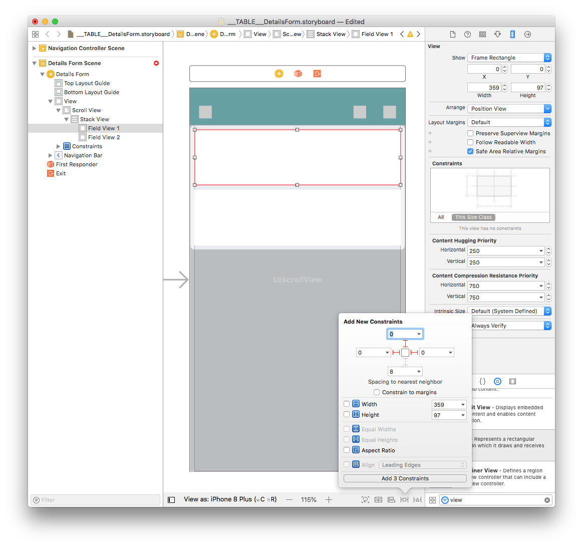 Field Views constraints