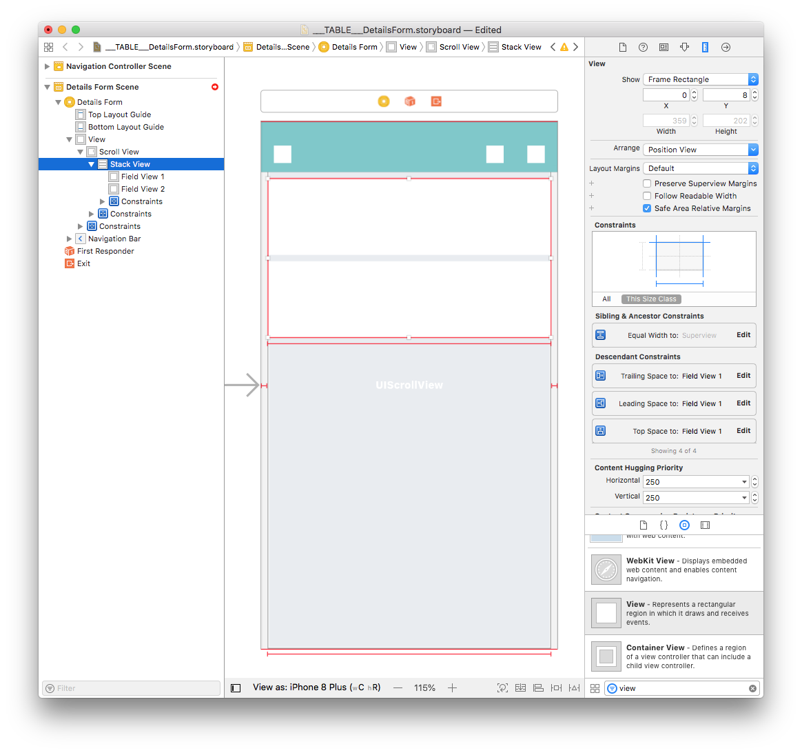 Stack View Equal Width