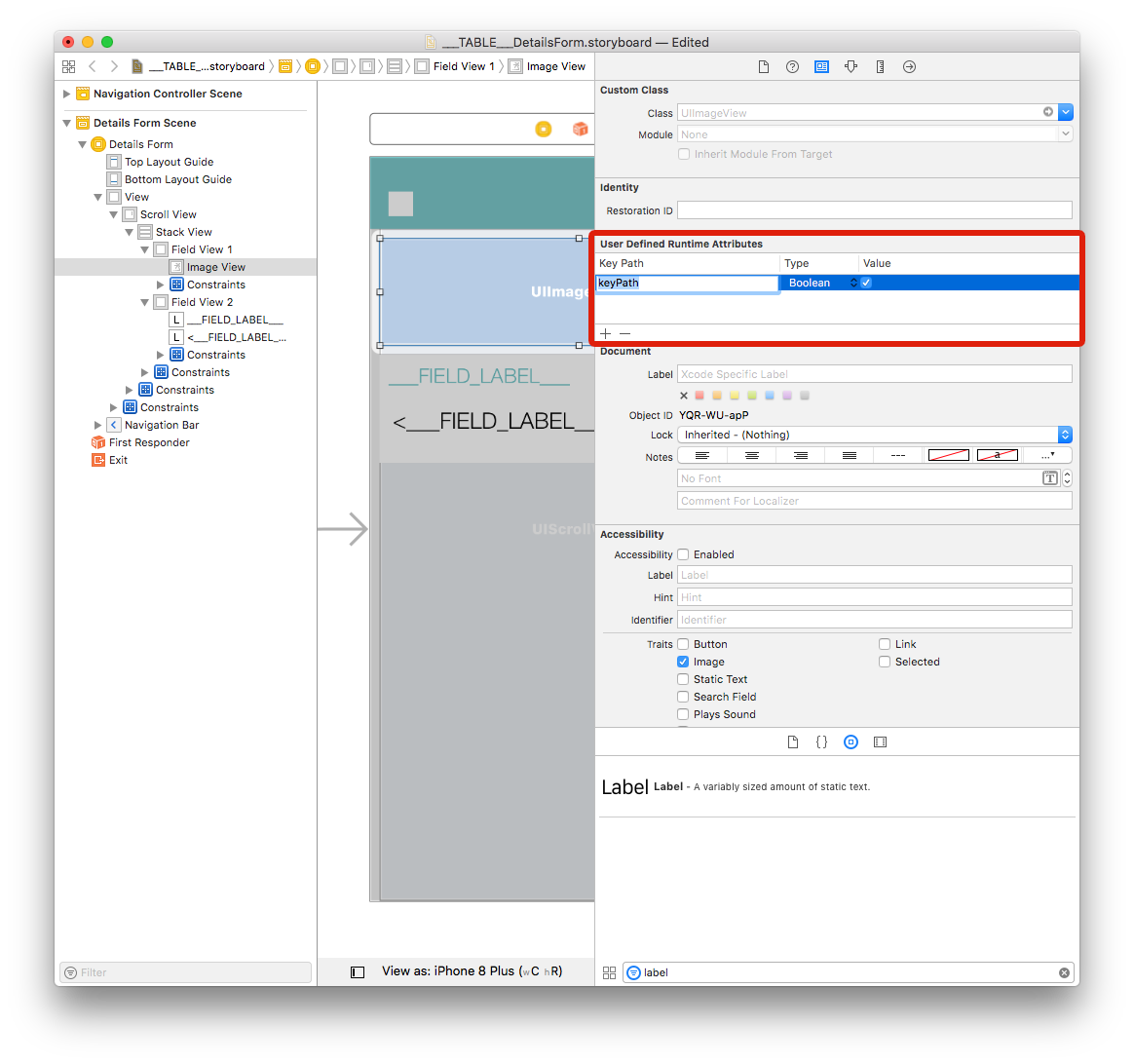 User defined runtime attributes