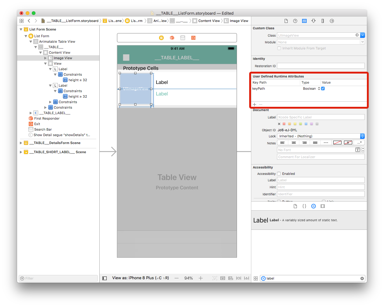 User defined runtime attributes