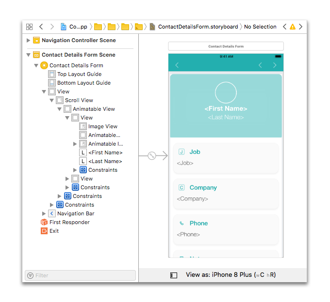 Interface Builder Area