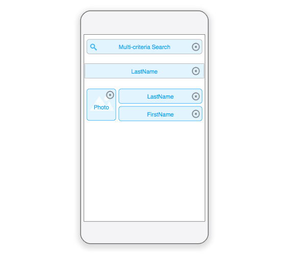 Multi-criteria search in the project editor