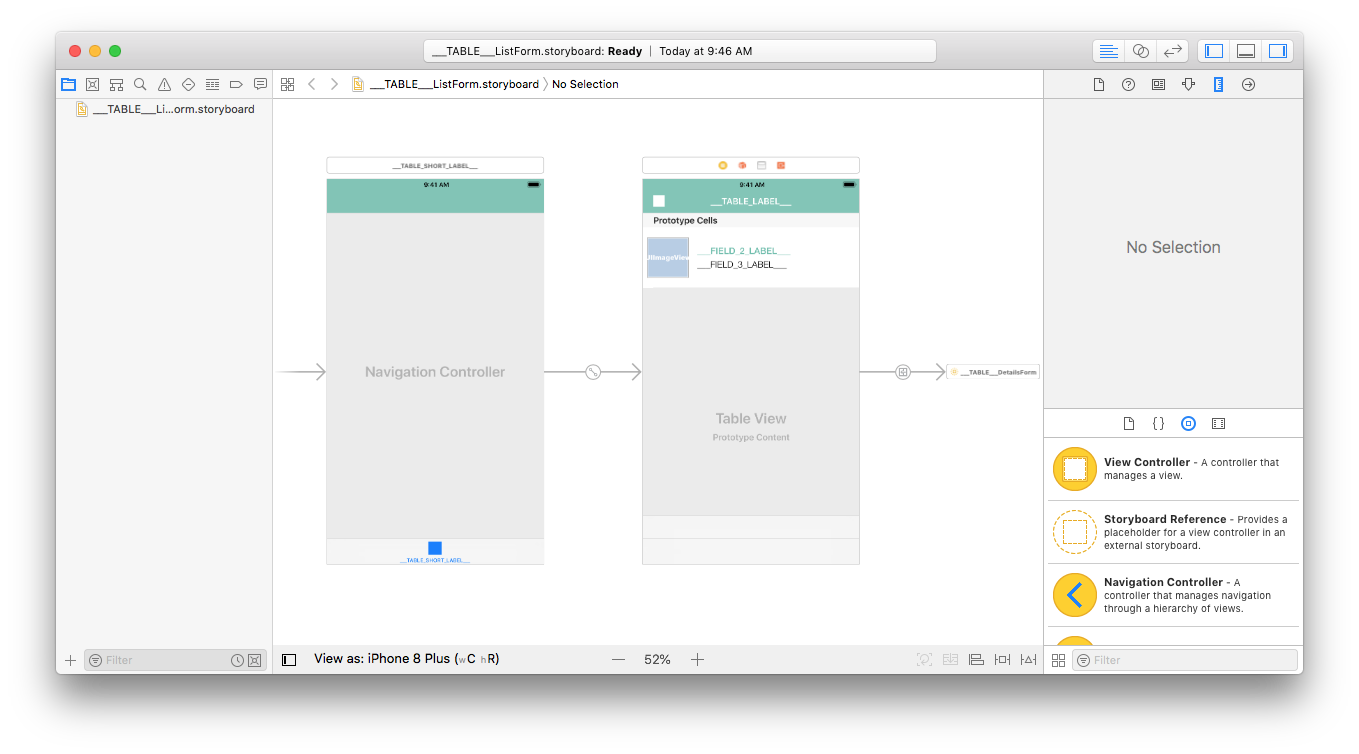 Storyboard custom listform
