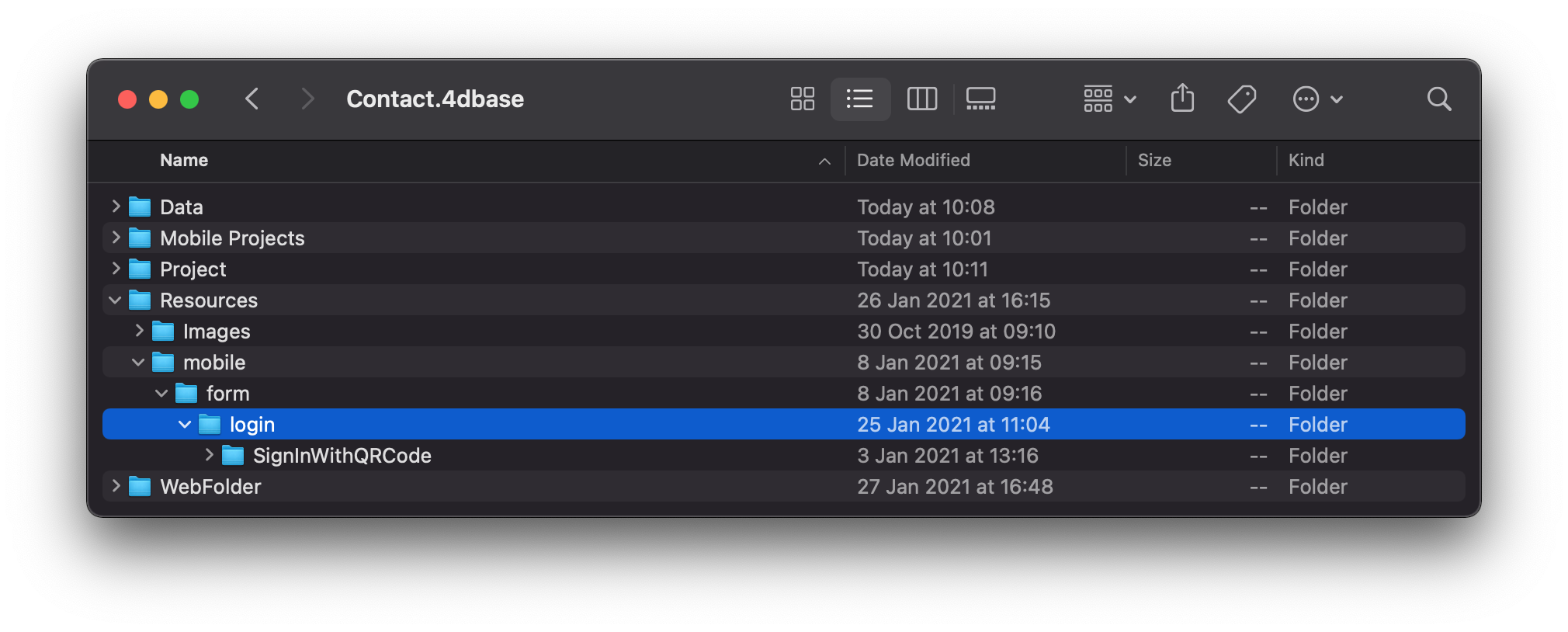 login folder