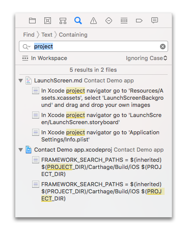 Search navigator tab