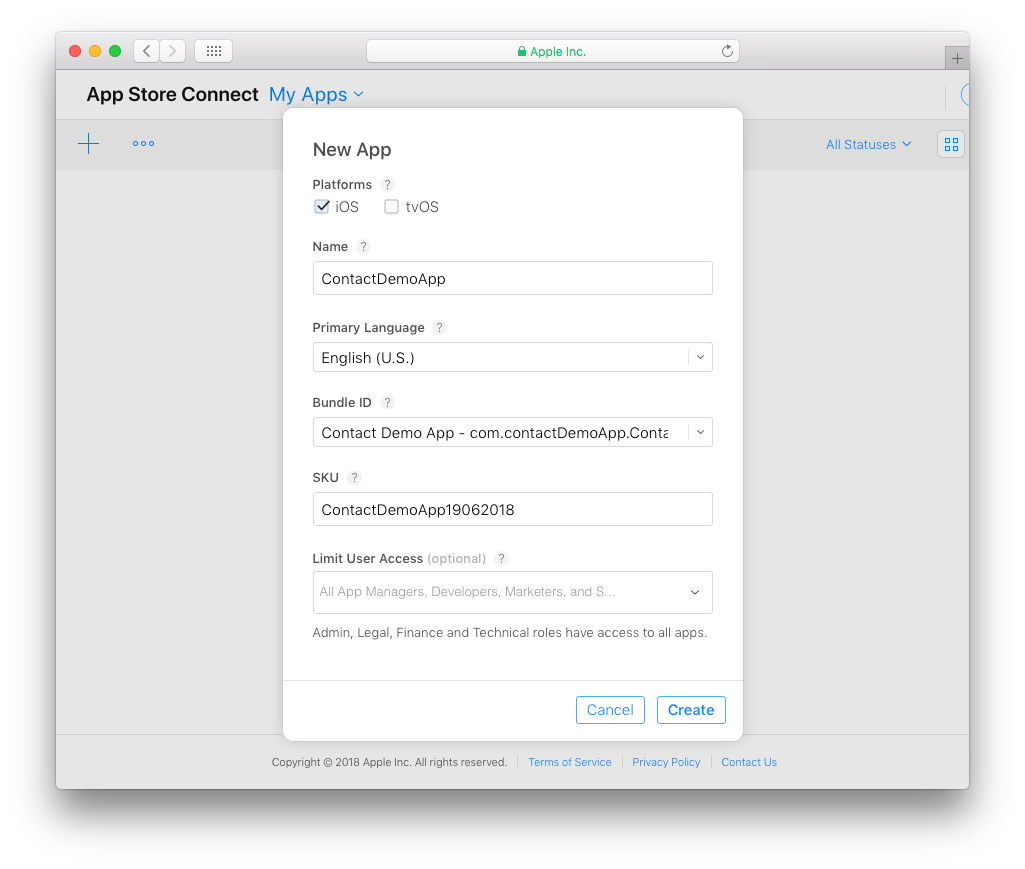 Create a new iOS App