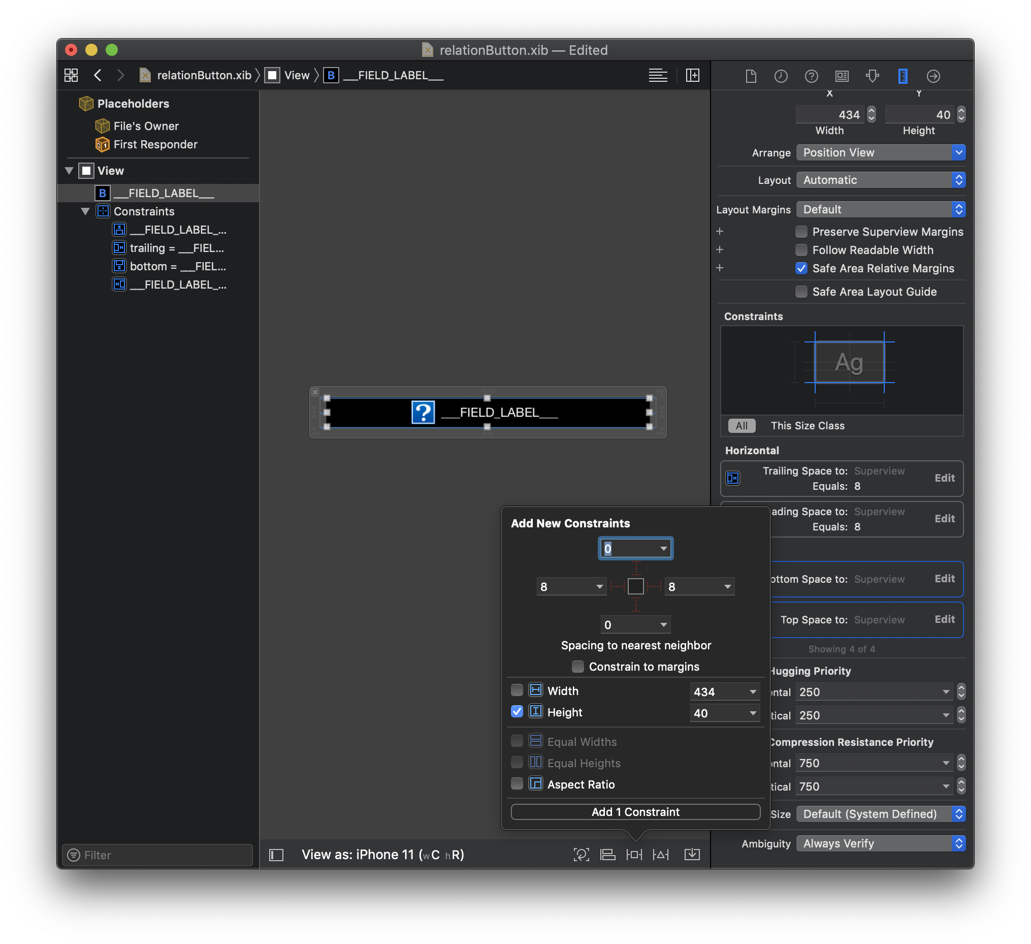 Button height constraint