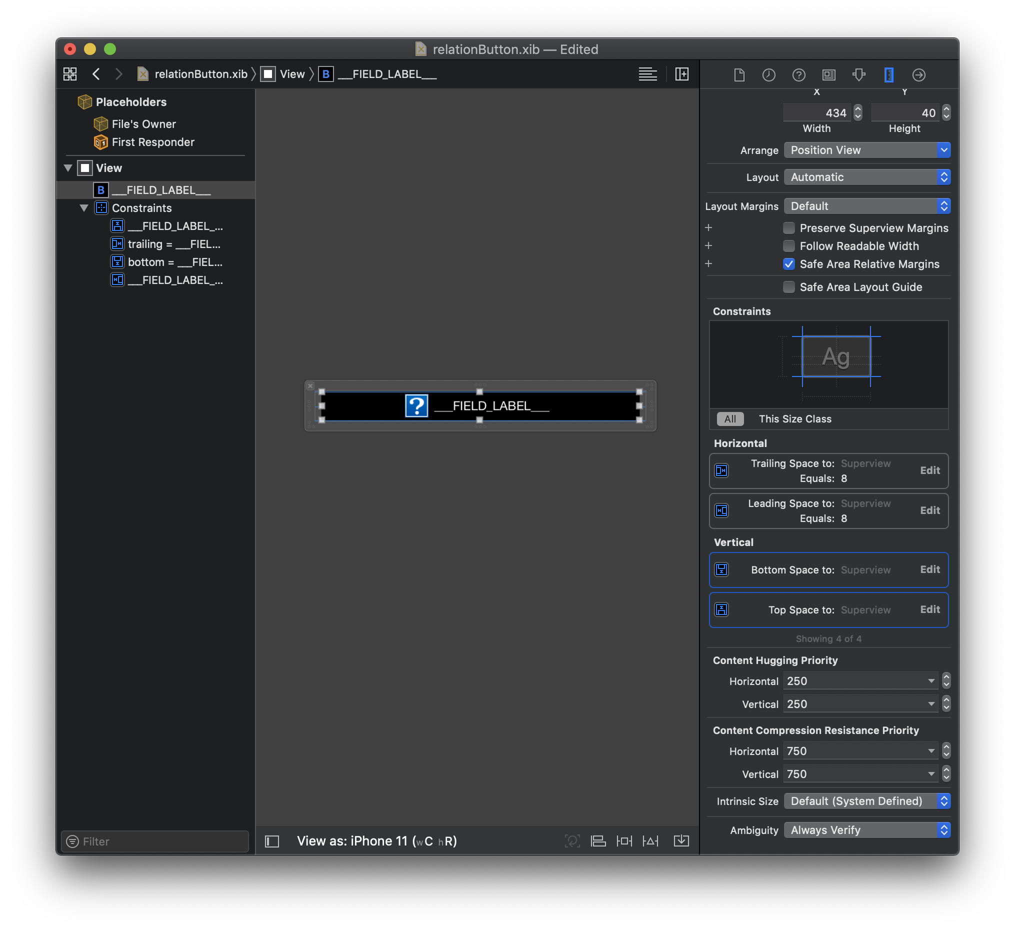 Custom  button constraints
