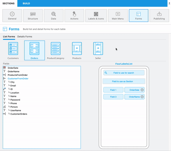 Drop relations list and detail forms