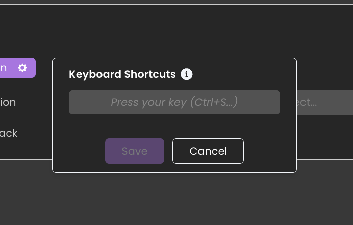 Empty keyboard shortcut dialog